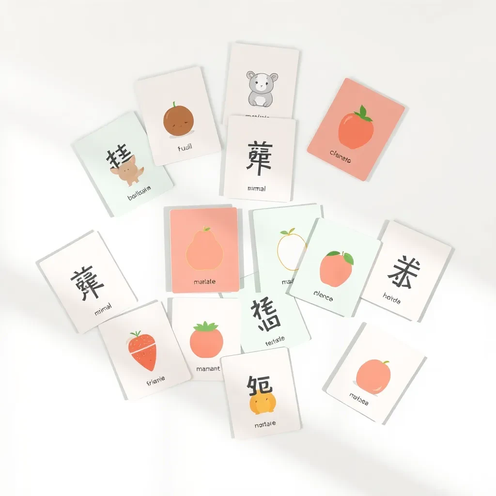 Set kad imbas EZMandarin dengan tema haiwan dan buah-buahan